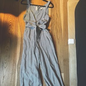 Navy and white stripe  madewell jumpsuit